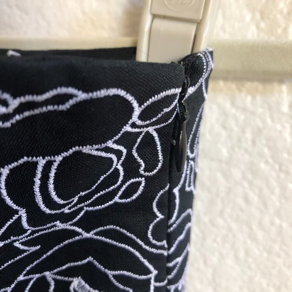 Ann Taylor LOFT Black Linen Floral Embroidered Strapless A-Line Dress 4 - Picture 5 of 6